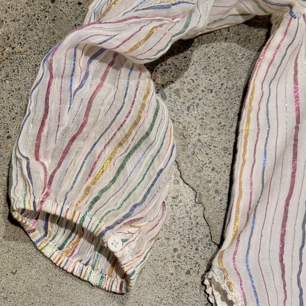 APIECE APART COTTON TOP WITH SPARKLE STRIPES AND RUFFLE SLEEVES - Picture 5 of 7